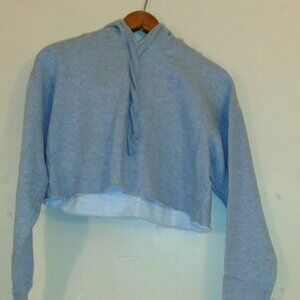 Womens_Grey Crop hooded sweatshirt